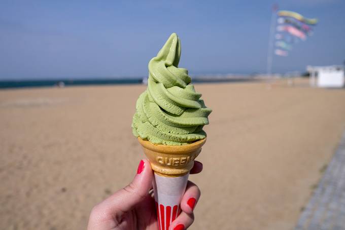 Green tea ice cream cone