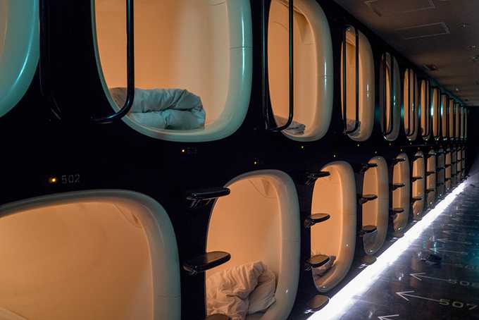 Sleeping in a Japanese capsule hotel