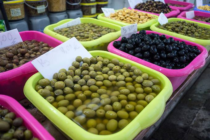 Tubs of olives