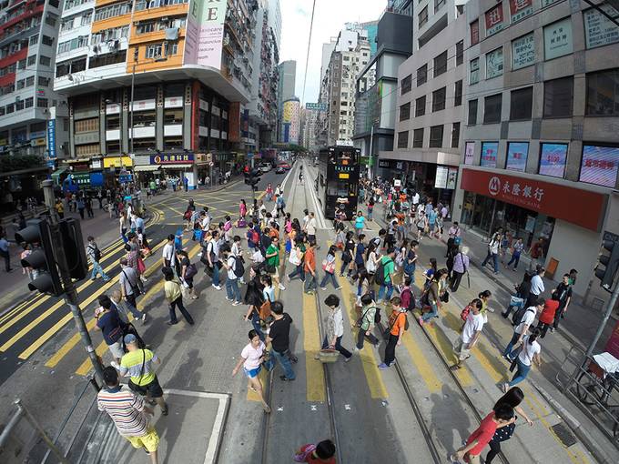 view of hong kong street from tram