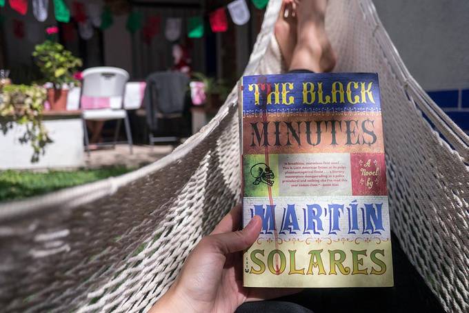 Reading on our hammock