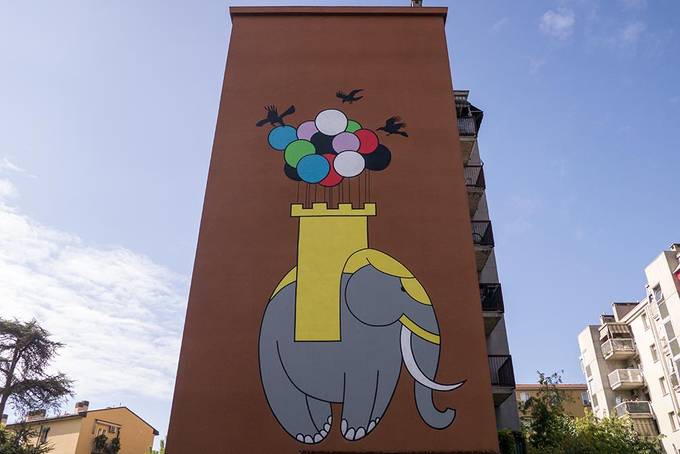 Colourful mural in Bologna