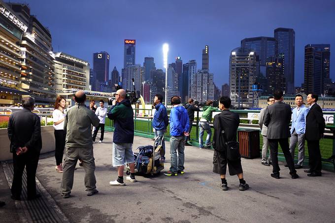 film crew at Hong Kong racecourse