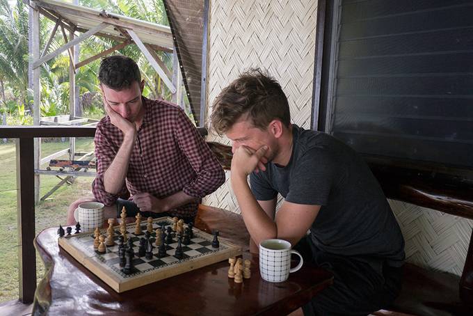 The boys playing chess