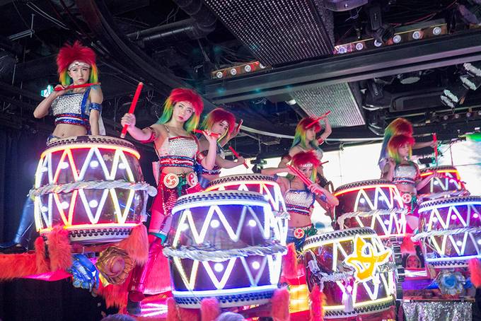 Girls playing the drums